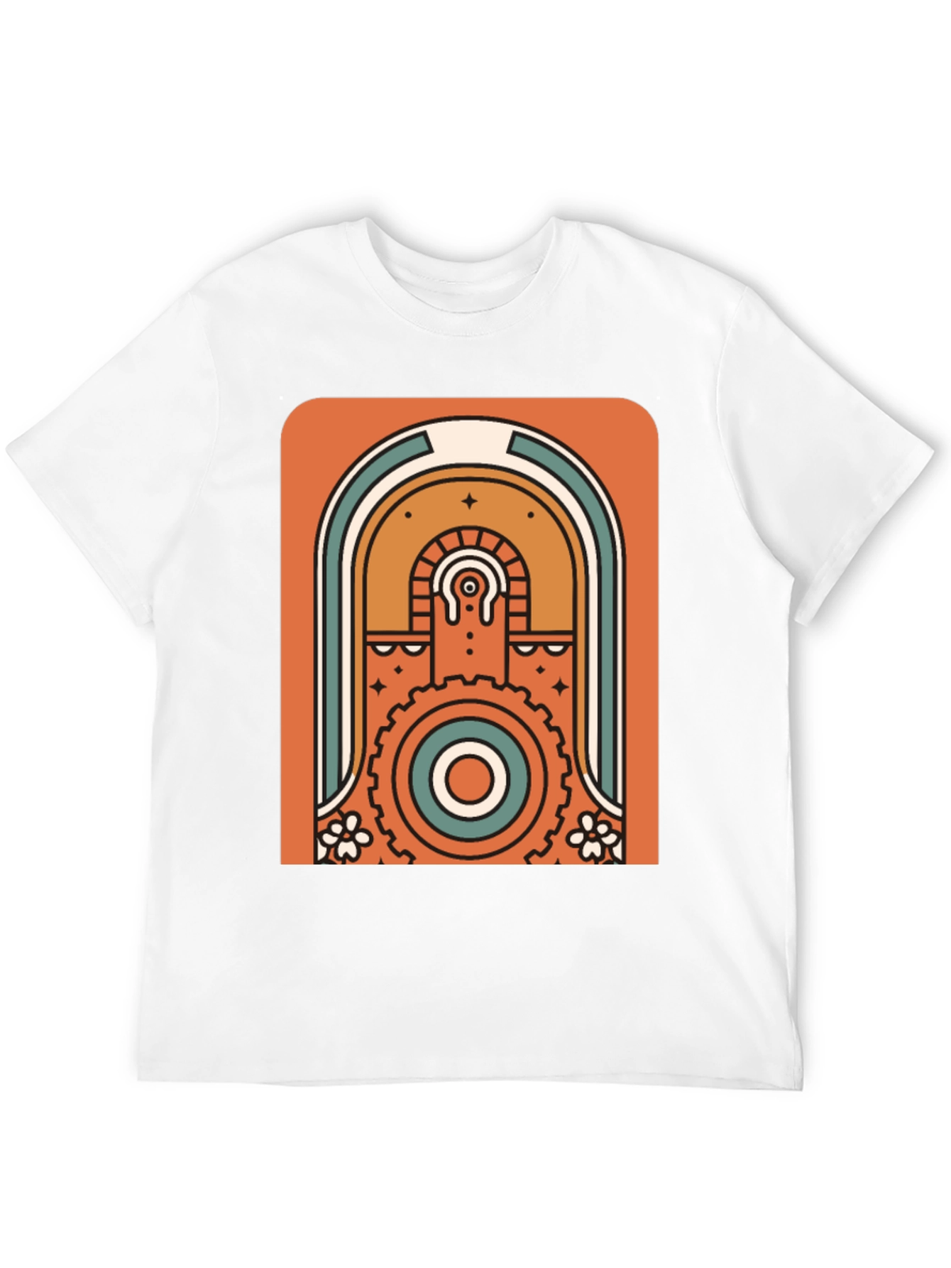 Retro Geometric Graphic T-Shirt - Black