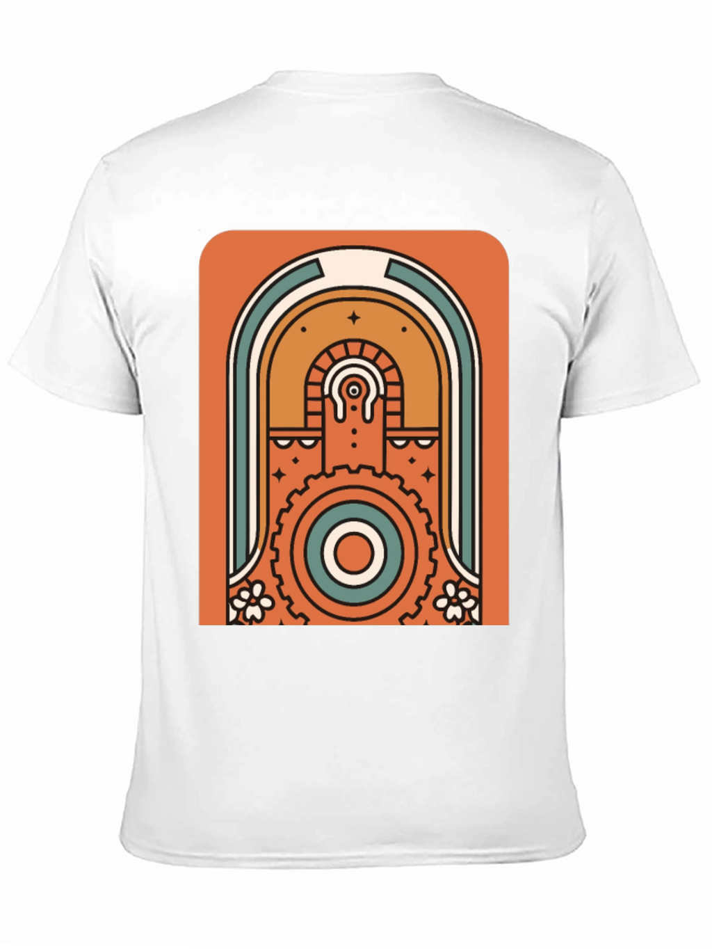 Retro Geometric Graphic T-Shirt - Black