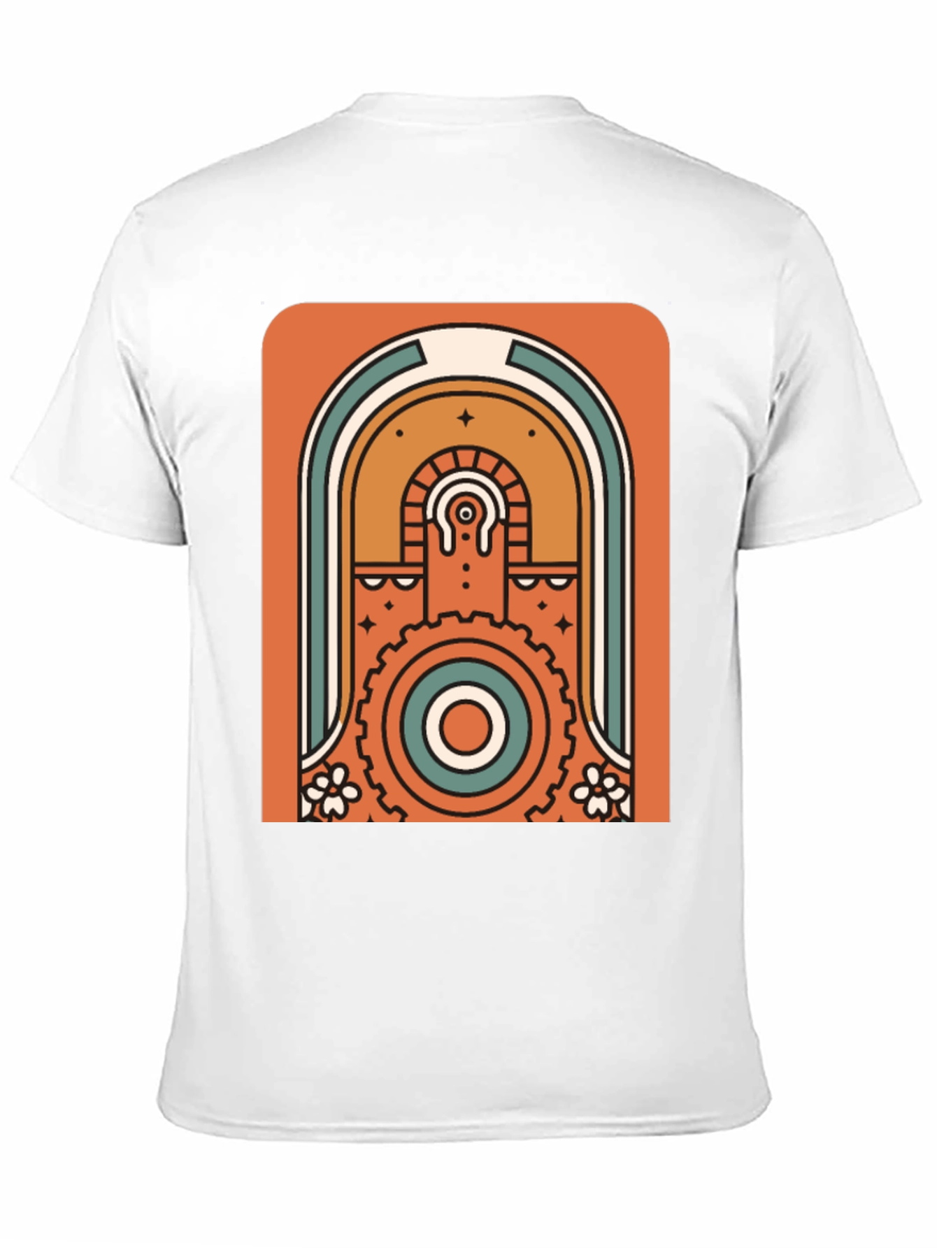 Retro Geometric Graphic T-Shirt - Black