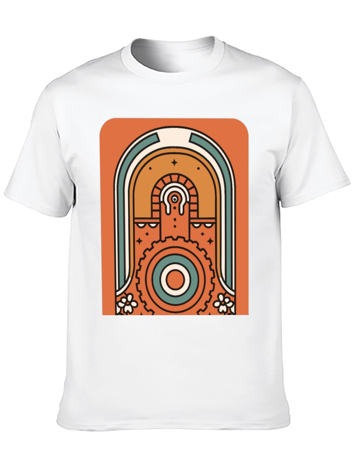 Retro Geometric Graphic T-Shirt - Black