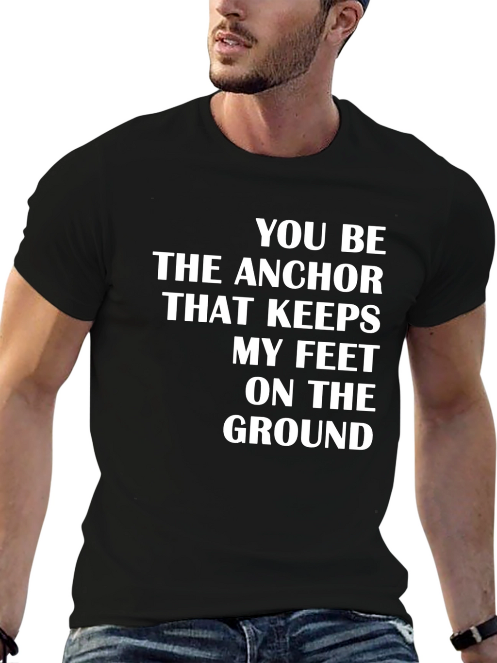 Anchor Feet Ground Black Graphic T-Shirt