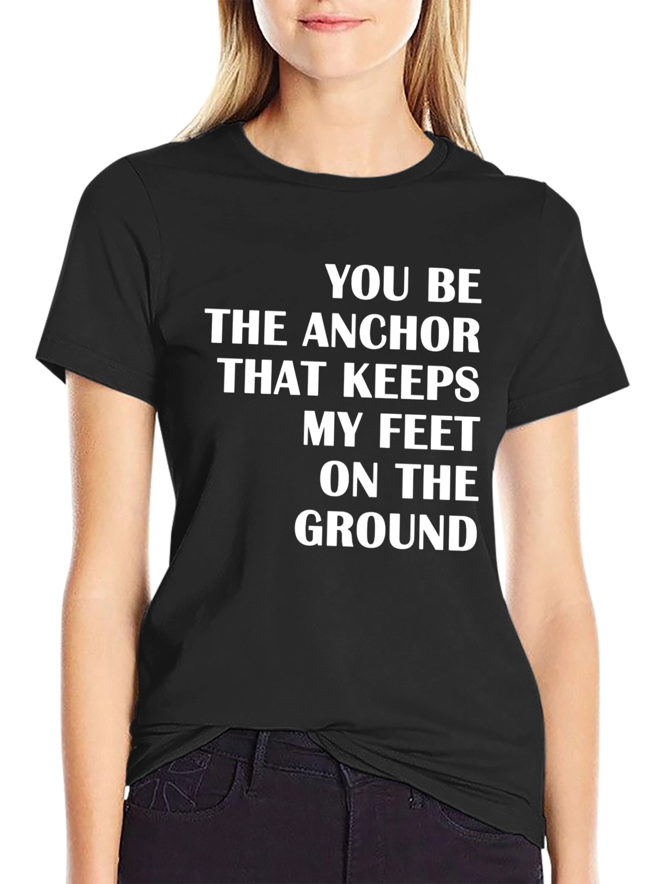 Anchor Feet Ground Black Graphic T-Shirt