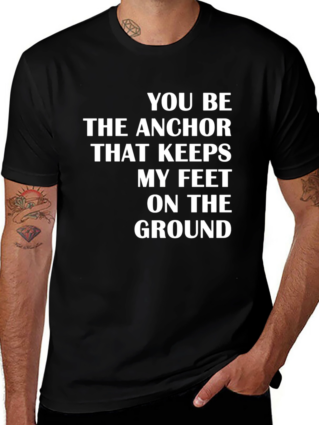 Anchor Feet Ground Black Graphic T-Shirt