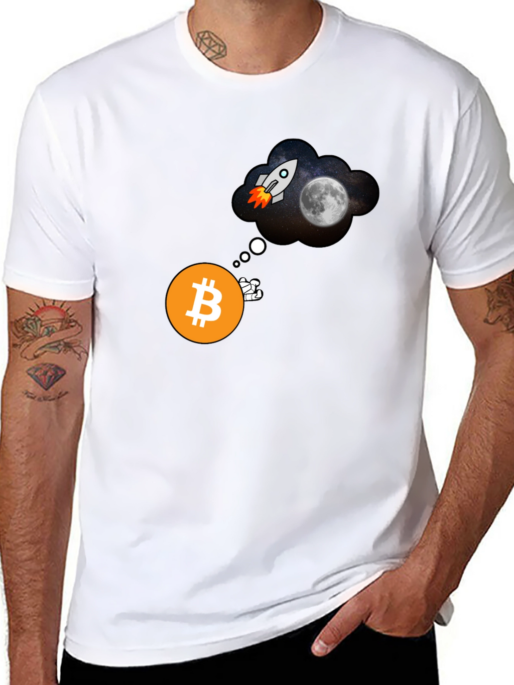 Bitcoin to the Moon Black T-Shirt Crypto HODL