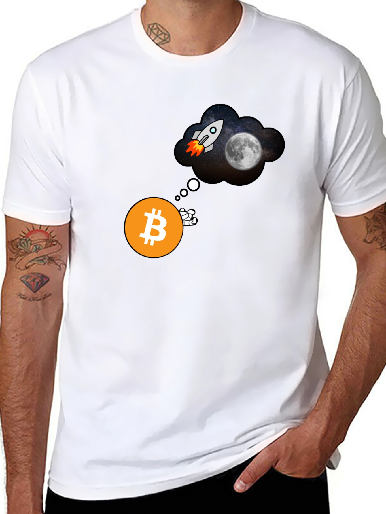 Bitcoin to the Moon Black T-Shirt Crypto HODL