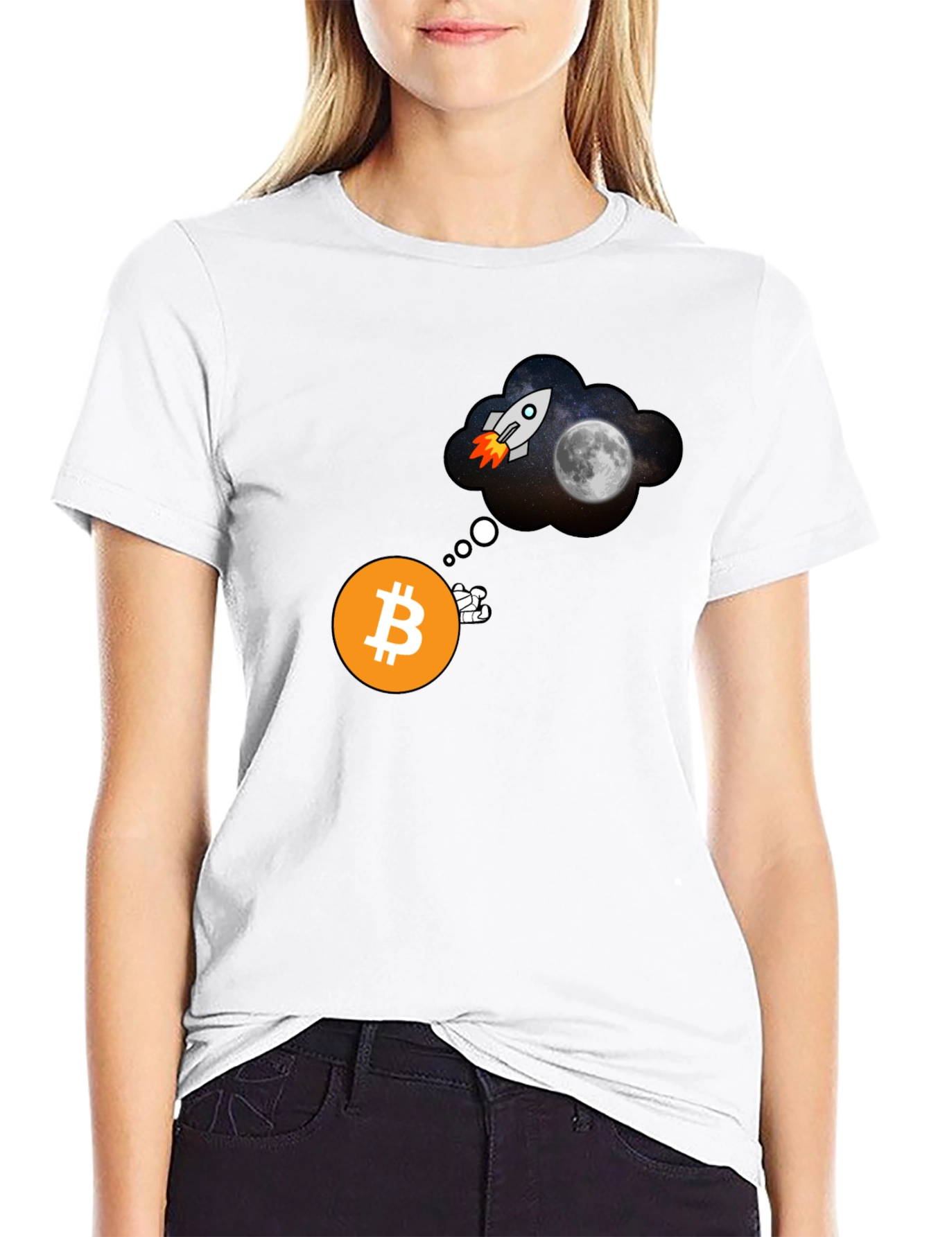 Bitcoin to the Moon Black T-Shirt Crypto HODL