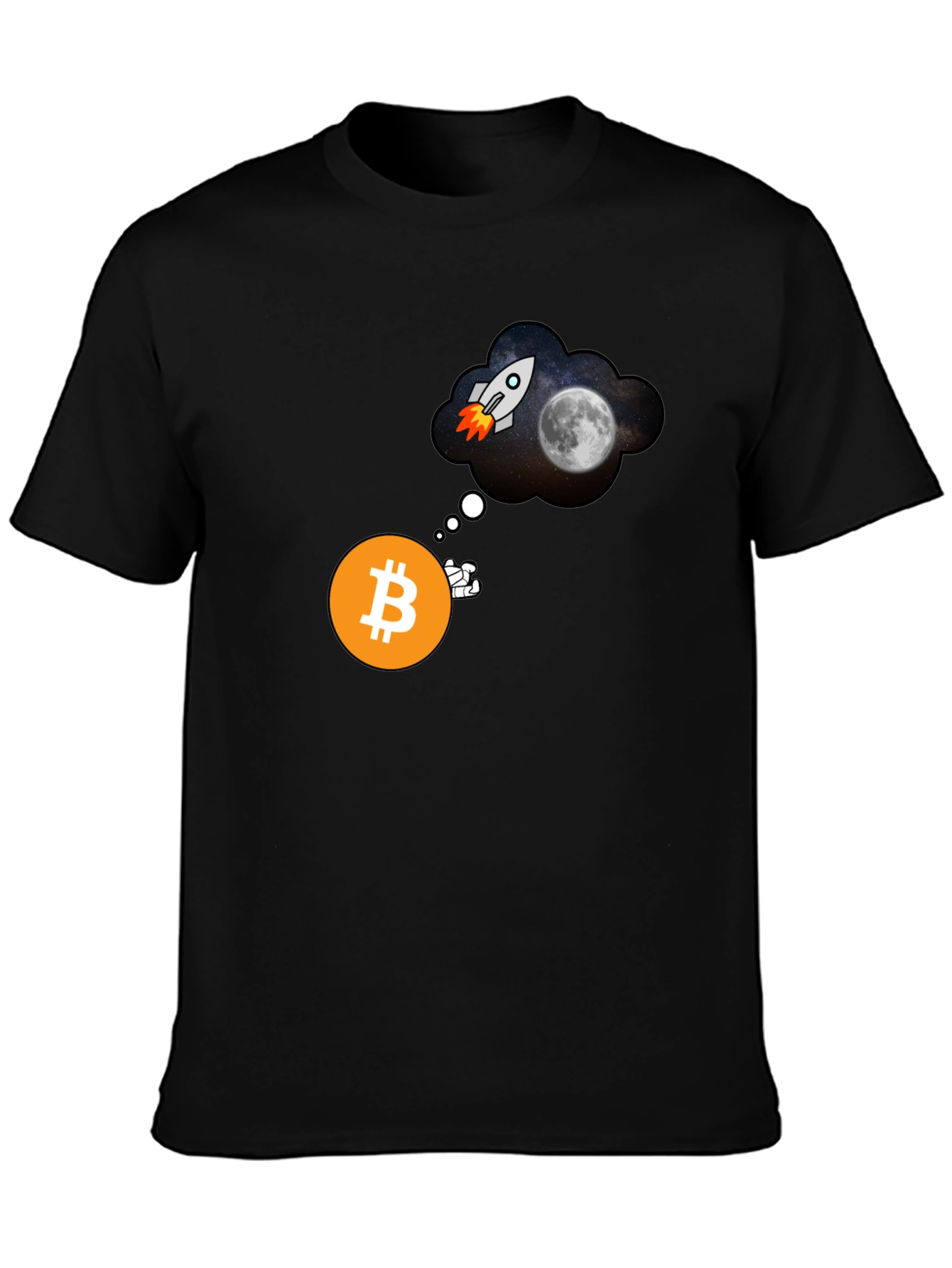 Bitcoin to the Moon Black T-Shirt Crypto HODL