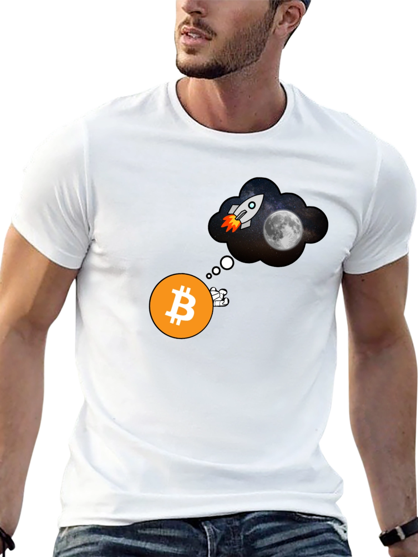 Bitcoin to the Moon Black T-Shirt Crypto HODL