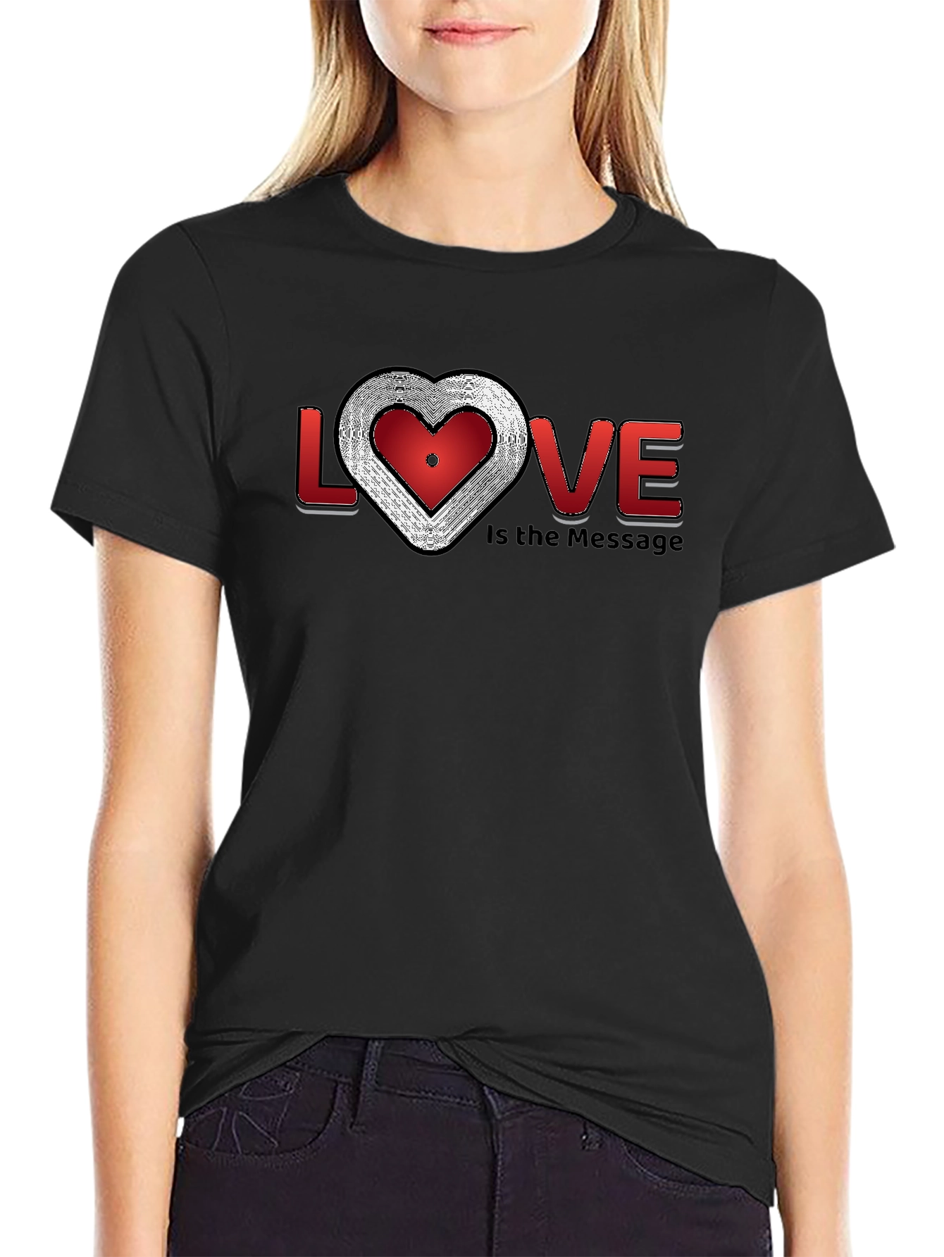 Love is the Message Graphic T-Shirt - Stylish Crew Neck