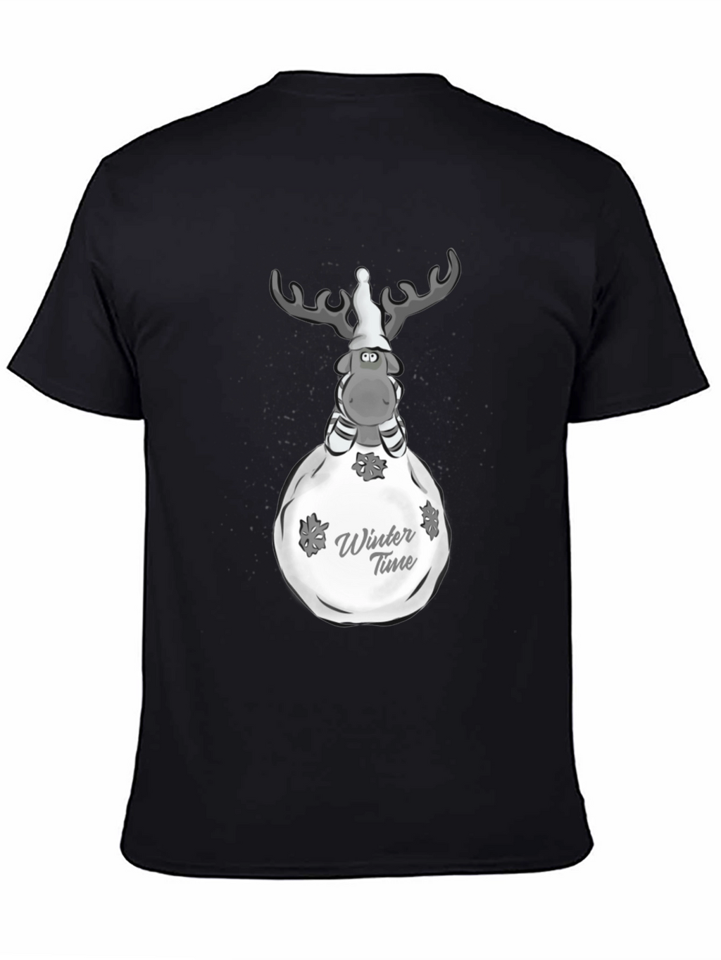 Winter Time Reindeer Graphic Tee - Black