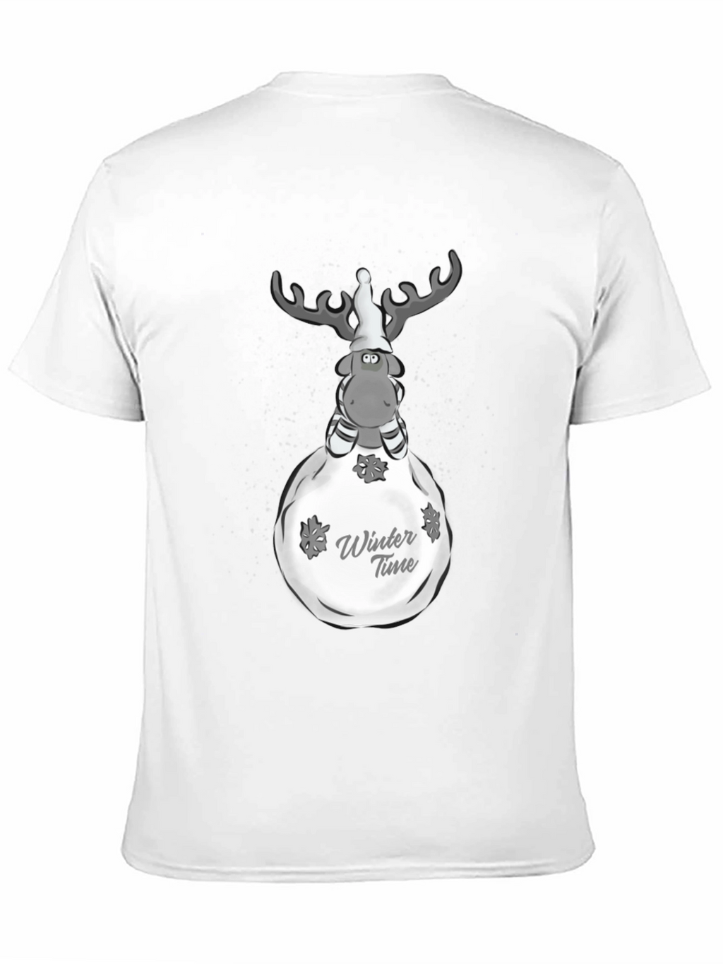 Winter Time Reindeer Graphic Tee - Black