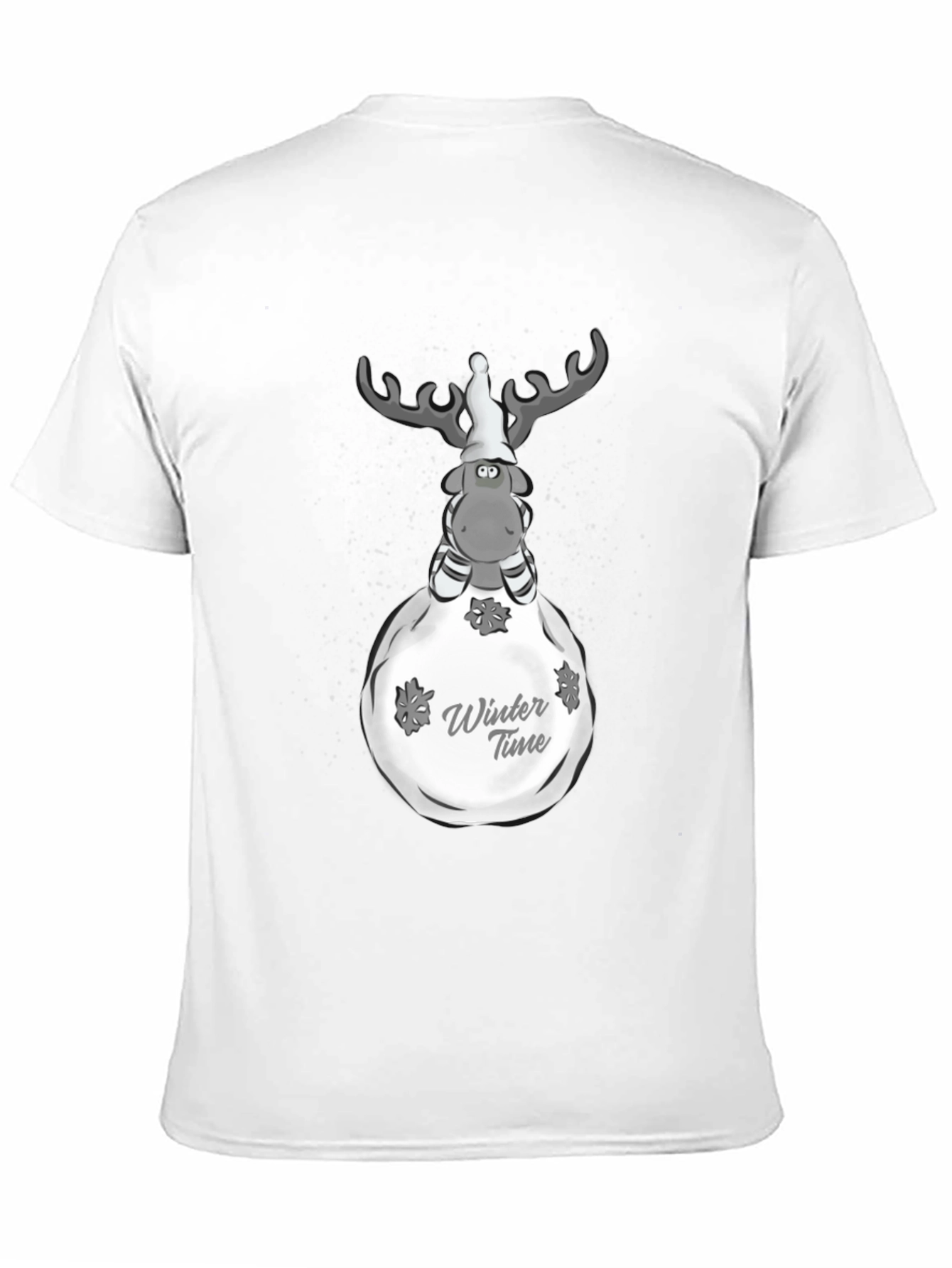 Winter Time Reindeer Graphic Tee - Black
