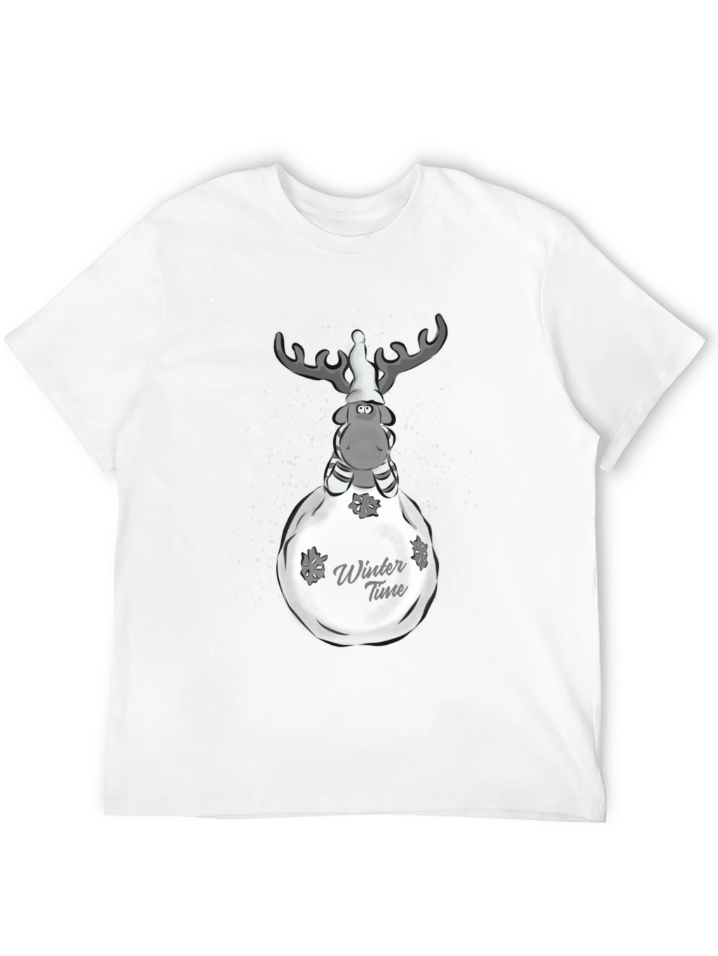 Winter Time Reindeer Graphic Tee - Black