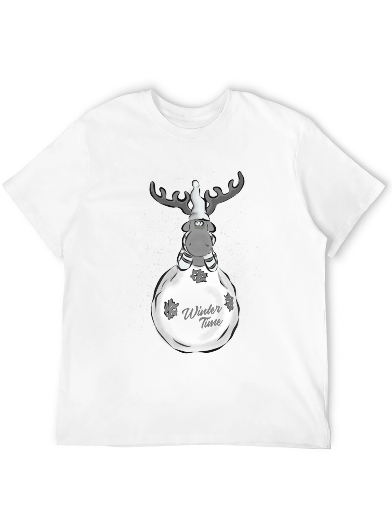 Winter Time Reindeer Graphic Tee - Black