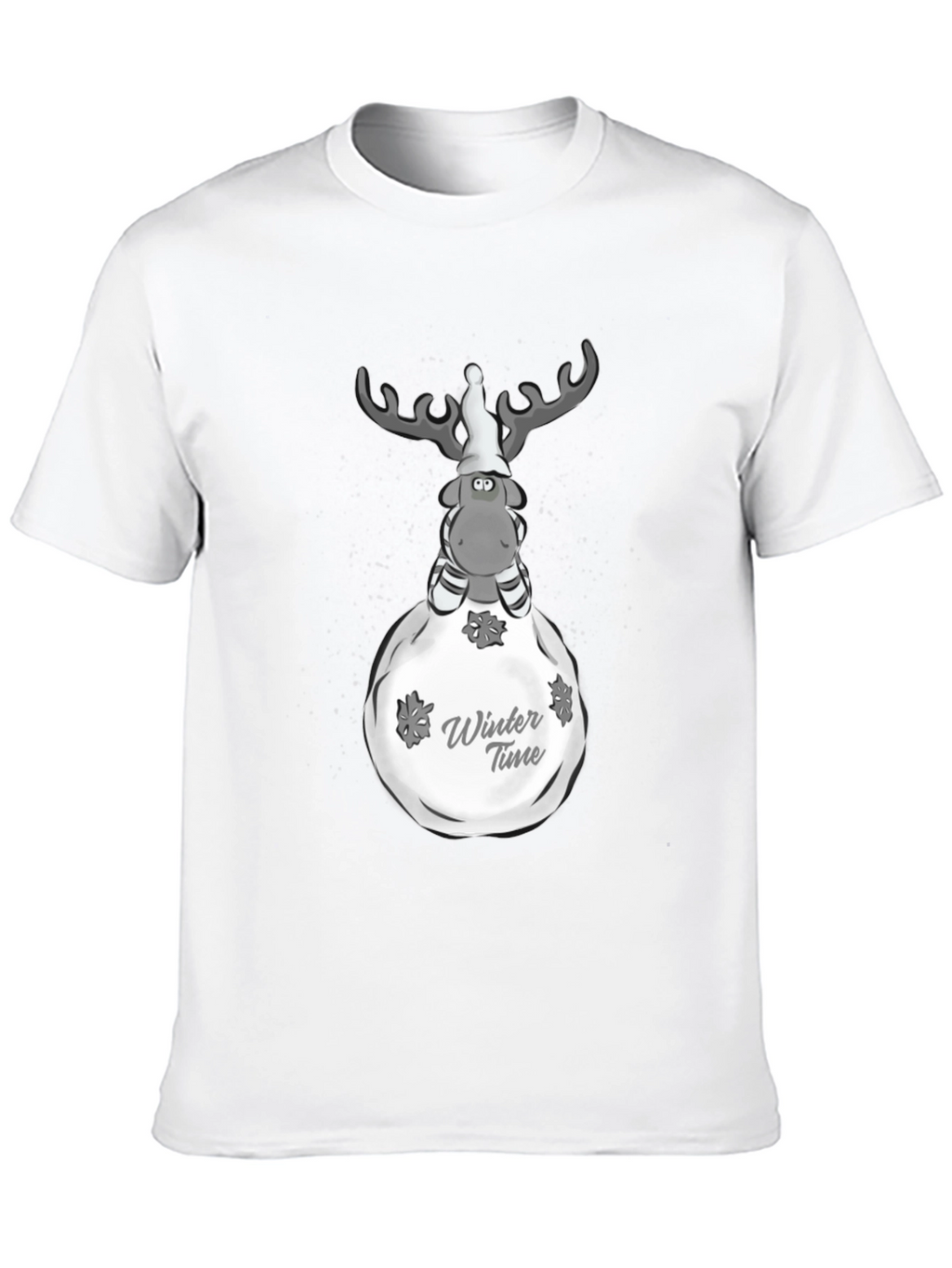 Winter Time Reindeer Graphic Tee - Black