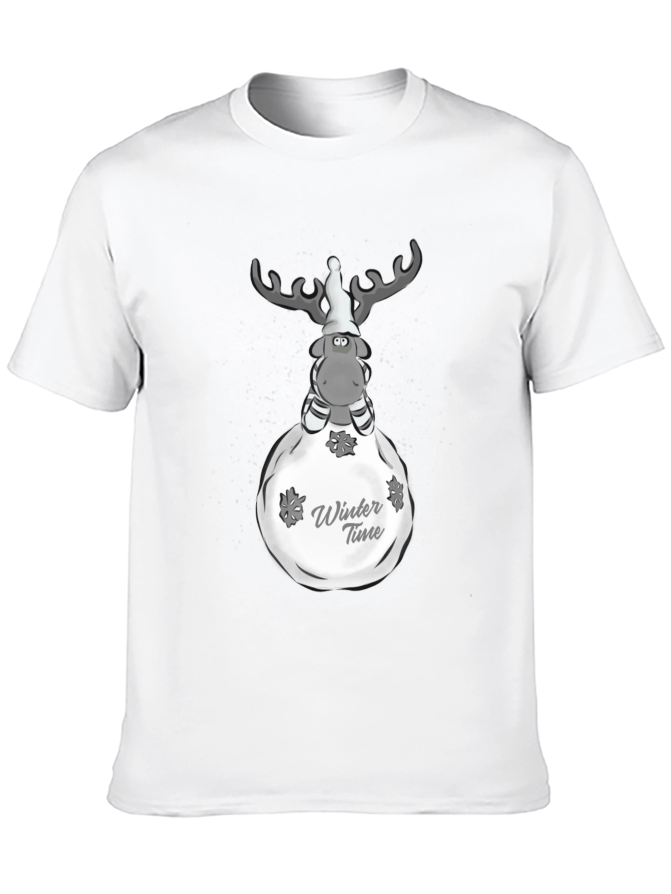 Winter Time Reindeer Graphic Tee - Black