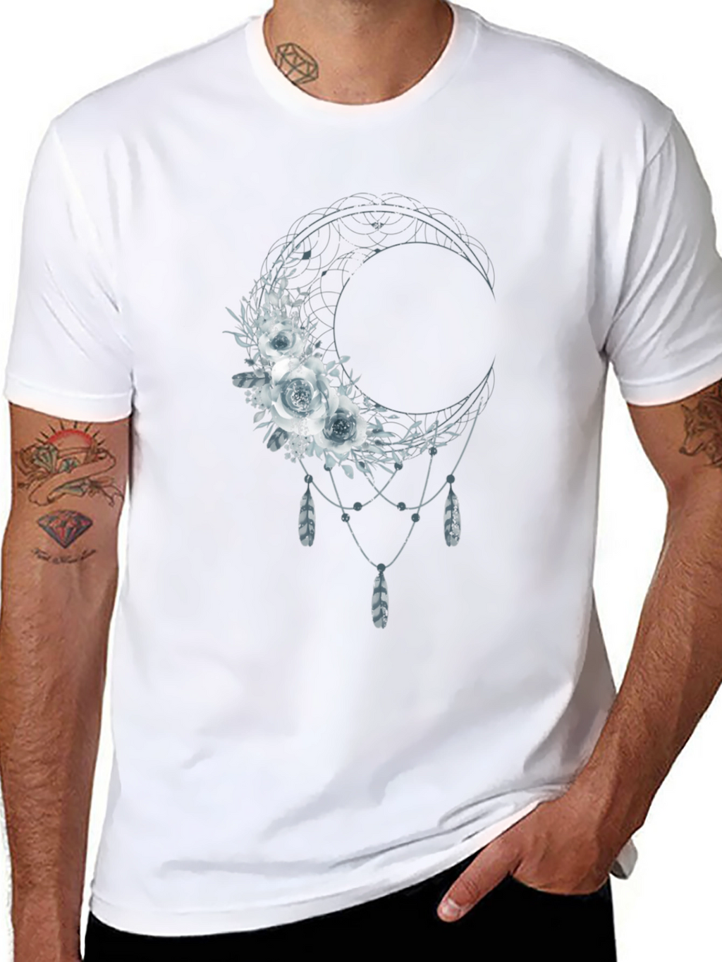Floral Moon Graphic Tee - Dreamy Bohemian Shirt
