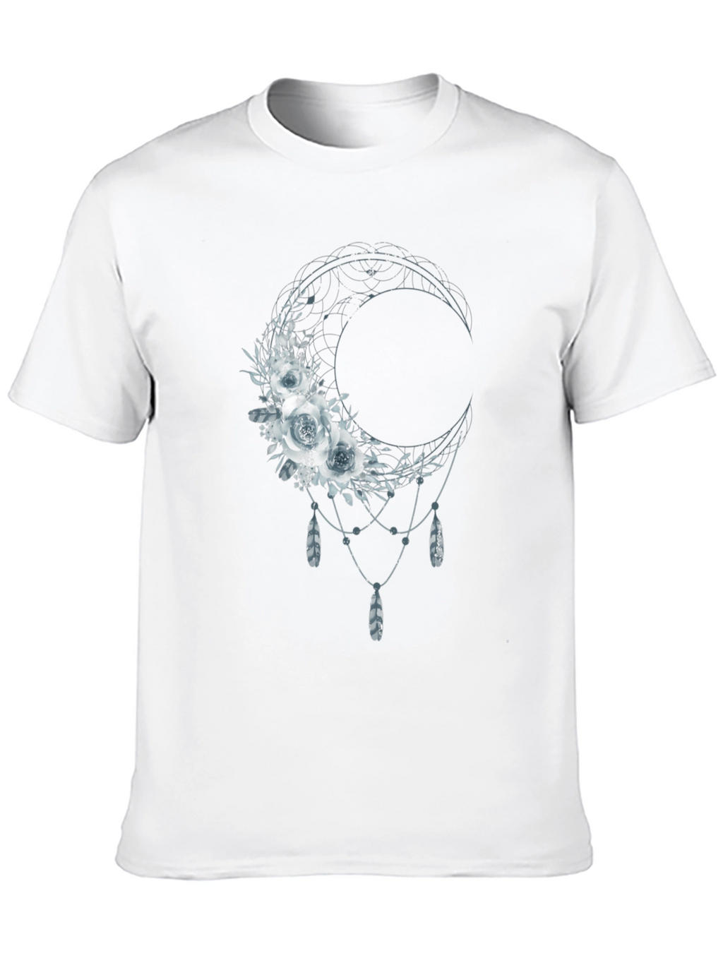 Floral Moon Graphic Tee - Dreamy Bohemian Shirt