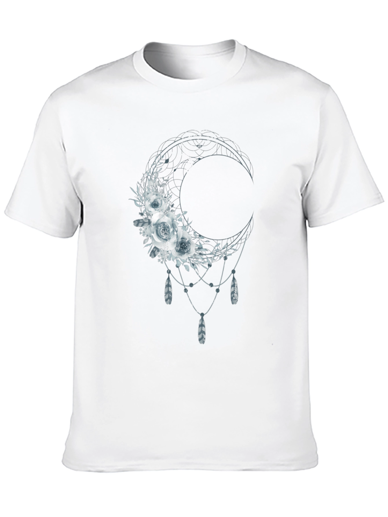 Floral Moon Graphic Tee - Dreamy Bohemian Shirt