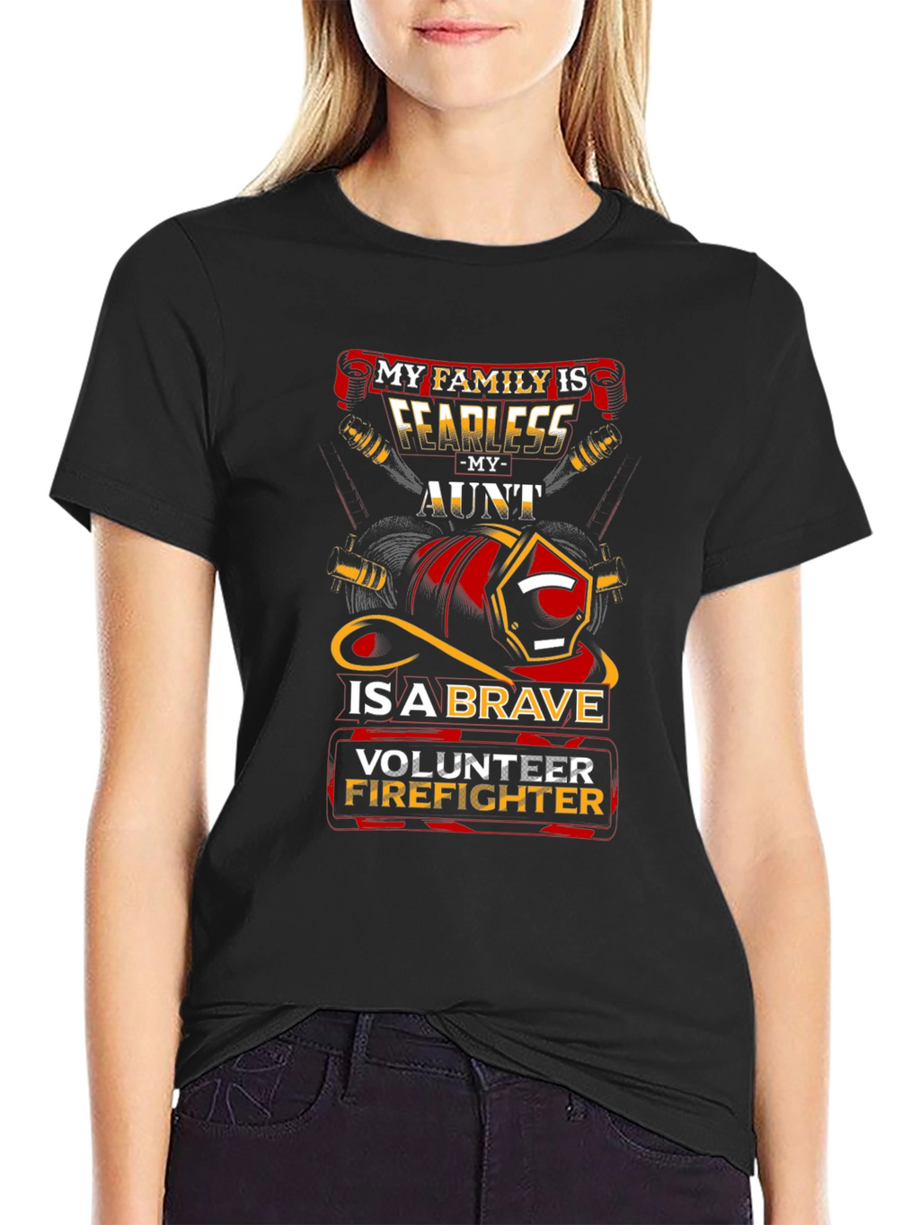 Fearless Aunt Volunteer Firefighter T-Shirt
