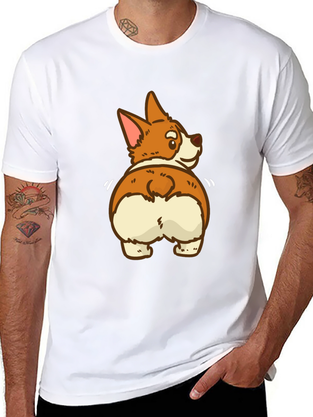 Funny Corgi Butt Black T-Shirt