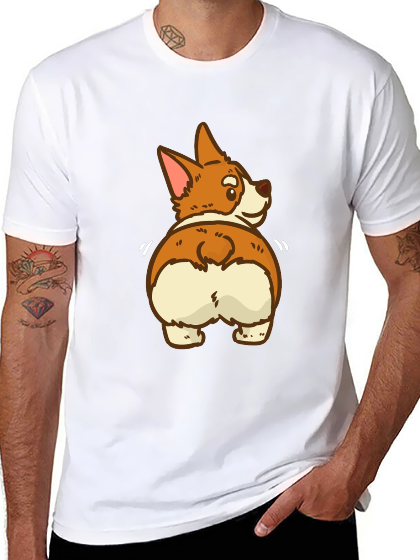 Funny Corgi Butt Black T-Shirt
