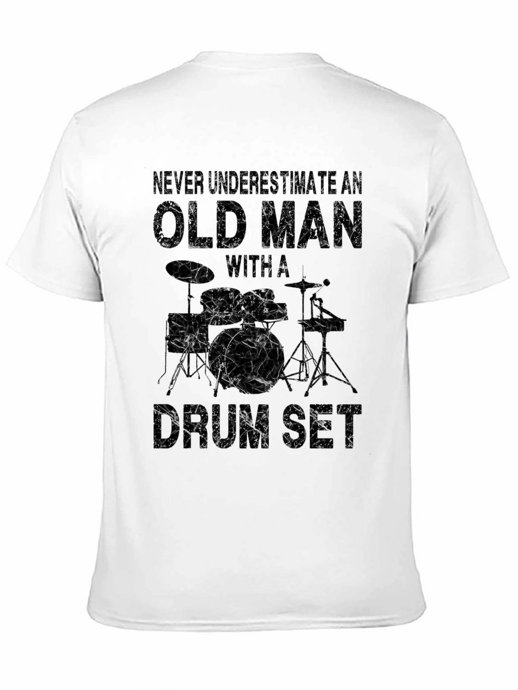 Old Man Drum Set T-Shirt - Black Graphic Tee