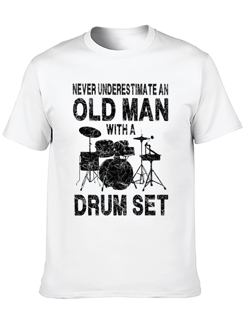 Old Man Drum Set T-Shirt - Black Graphic Tee