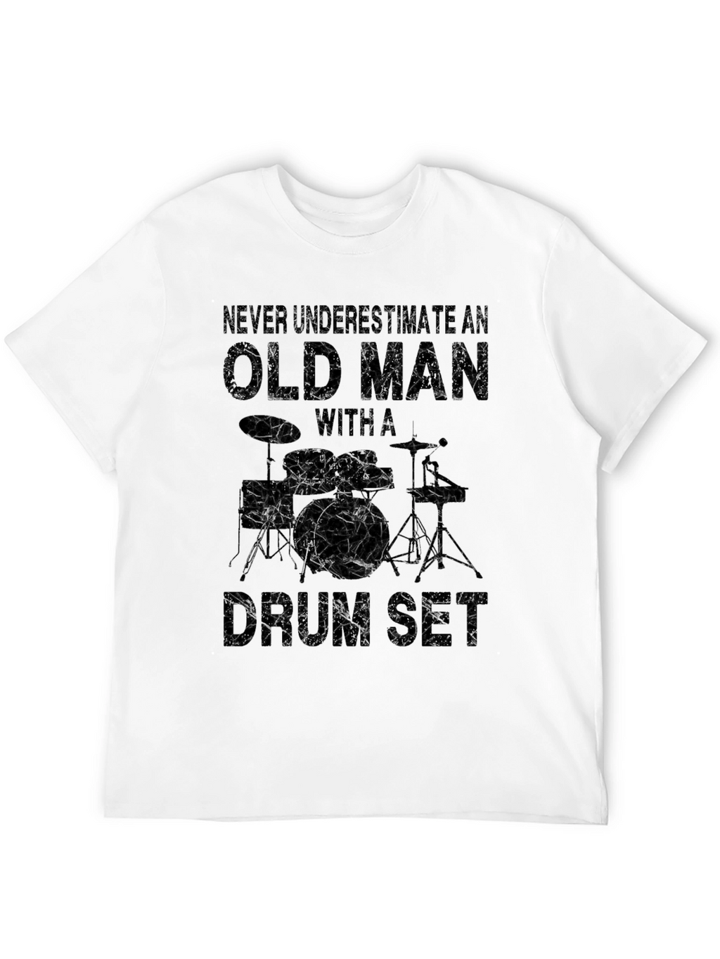 Old Man Drum Set T-Shirt - Black Graphic Tee
