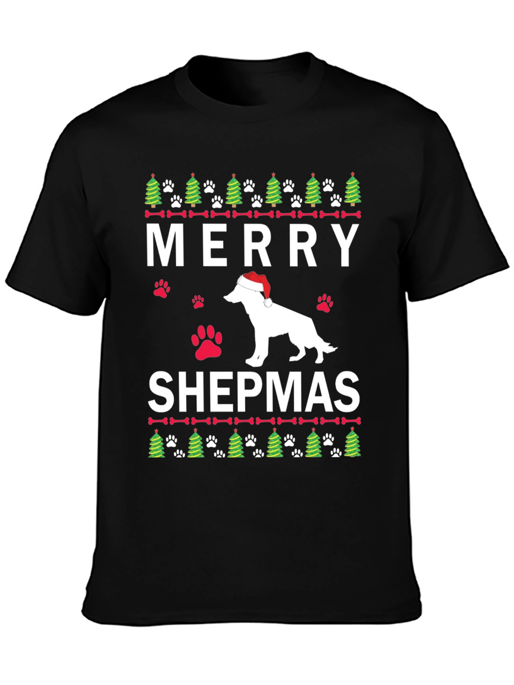 Merry Shepmas Christmas Dog T-Shirt