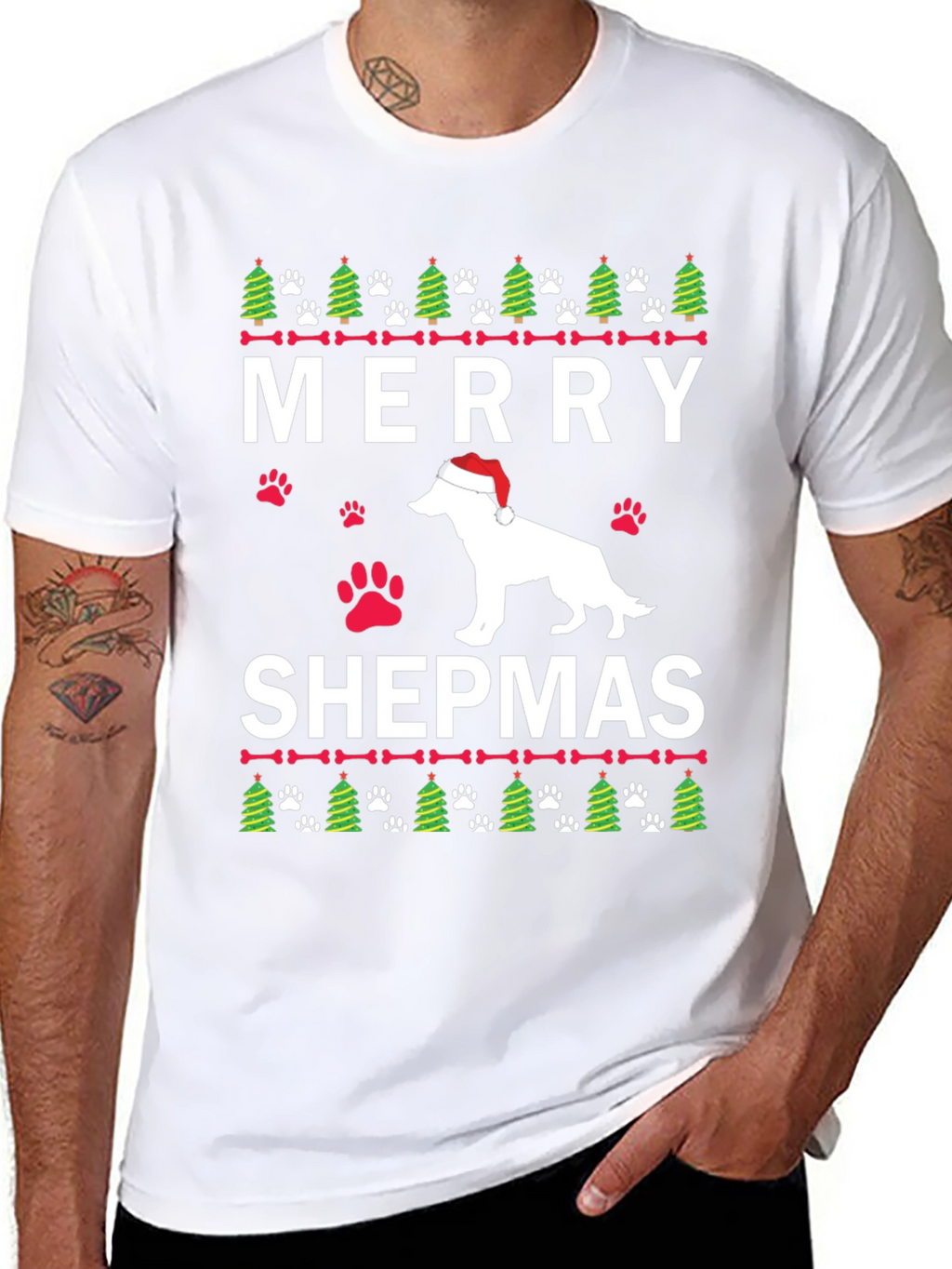 Merry Shepmas Christmas Dog T-Shirt