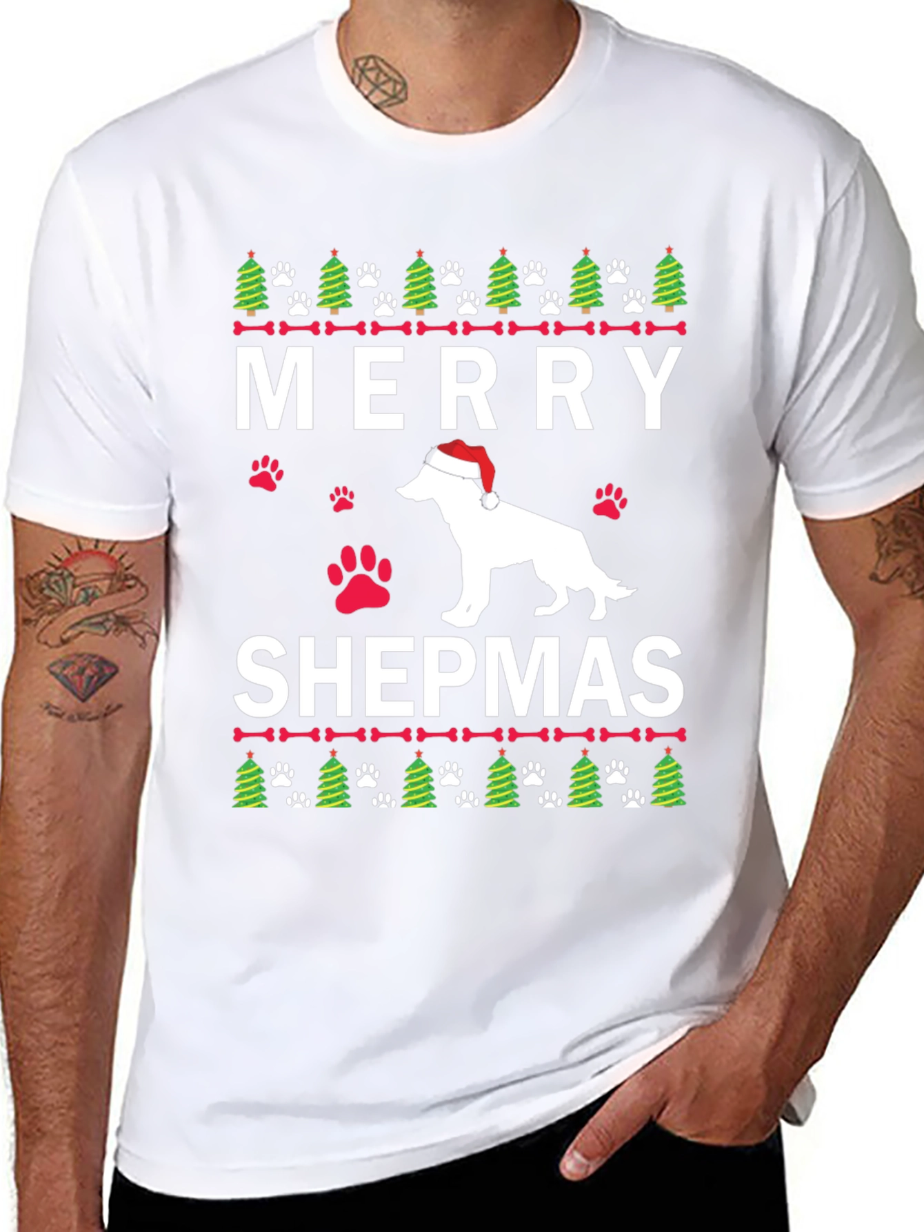 Merry Shepmas Christmas Dog T-Shirt