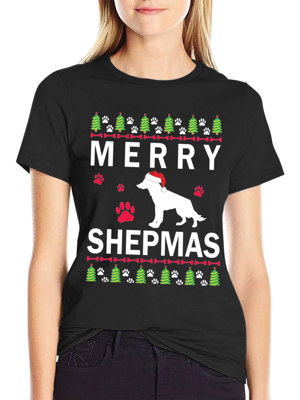 Merry Shepmas Christmas Dog T-Shirt