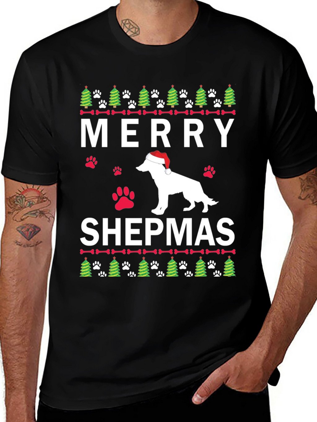Merry Shepmas Christmas Dog T-Shirt