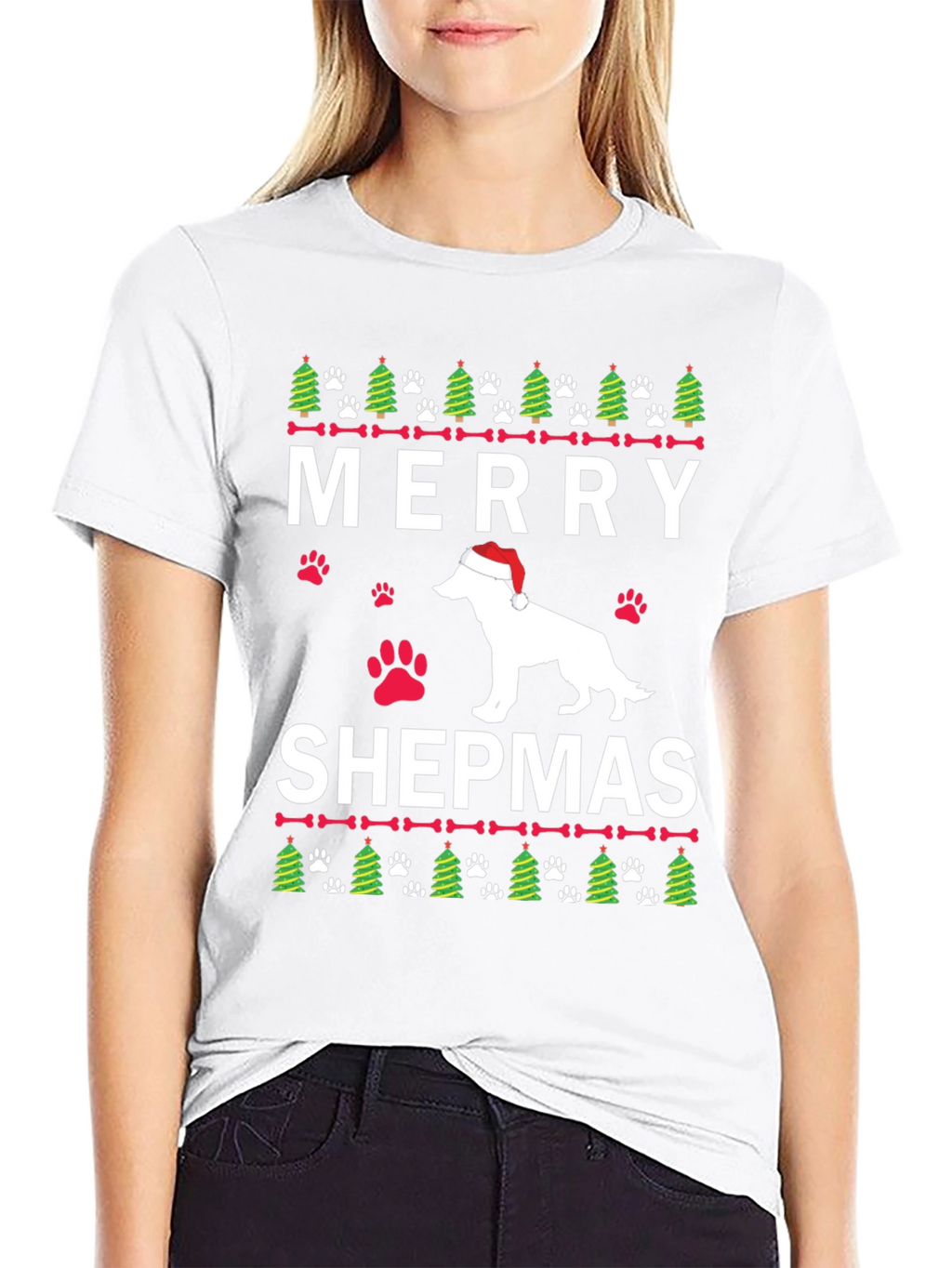 Merry Shepmas Christmas Dog T-Shirt