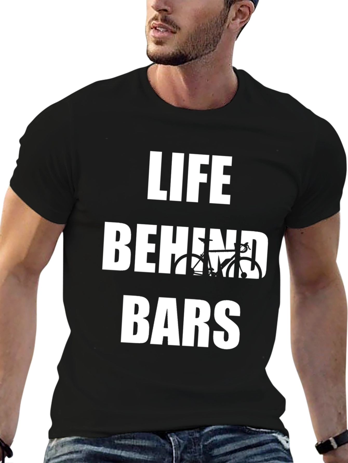 Life Behind Bars Bicycle Graphic Tee - Black