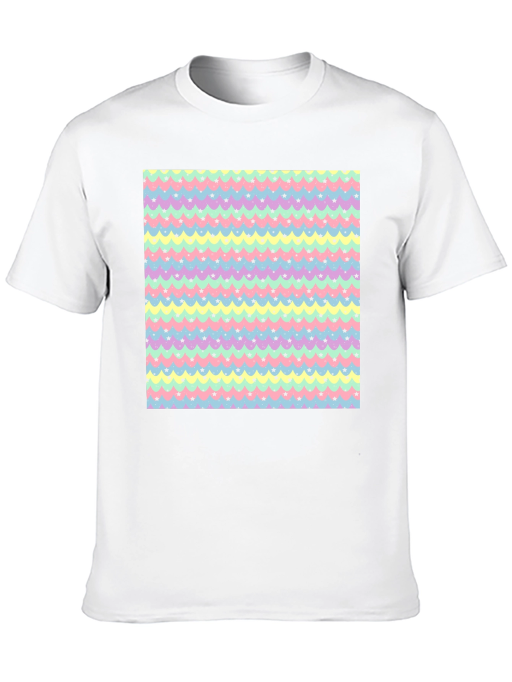 Pastel Waves & Stars Black Tee