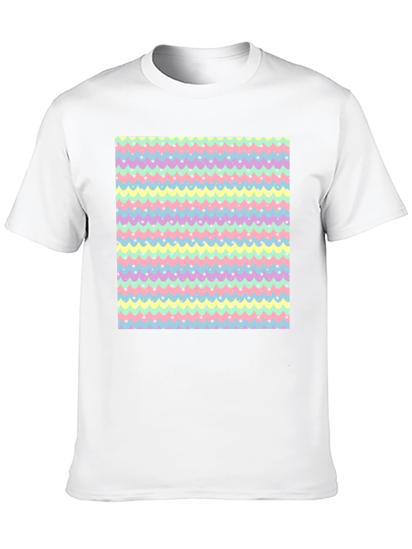 Pastel Waves & Stars Black Tee