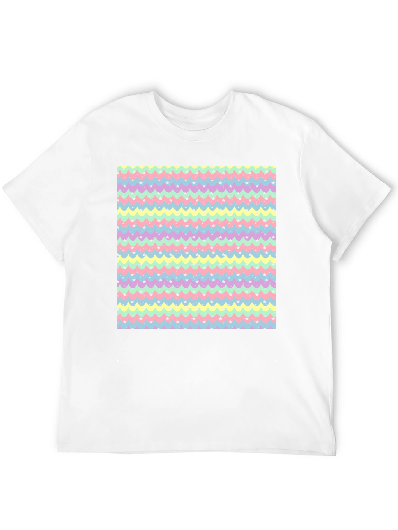 Pastel Waves & Stars Black Tee