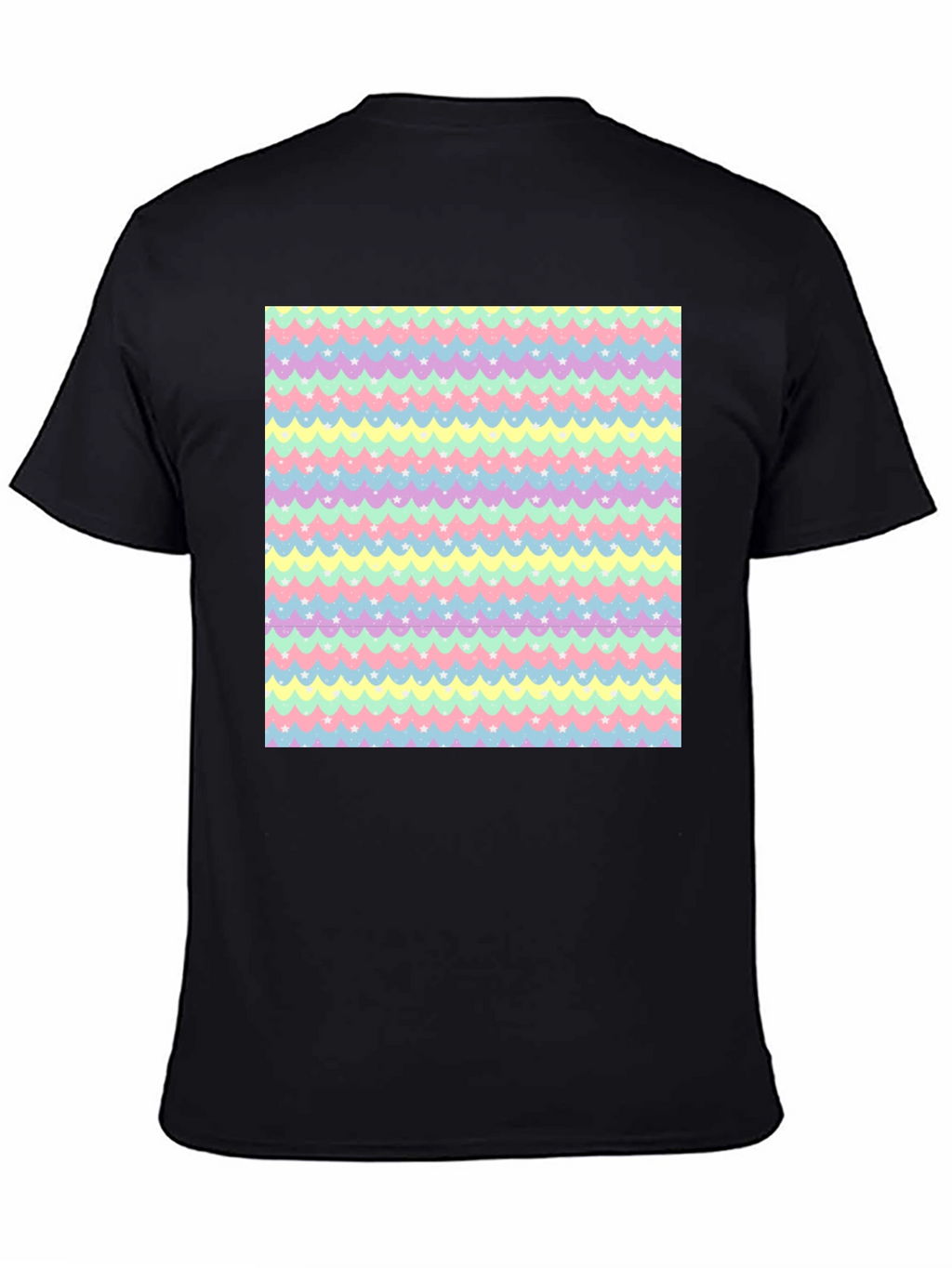 Pastel Waves & Stars Black Tee