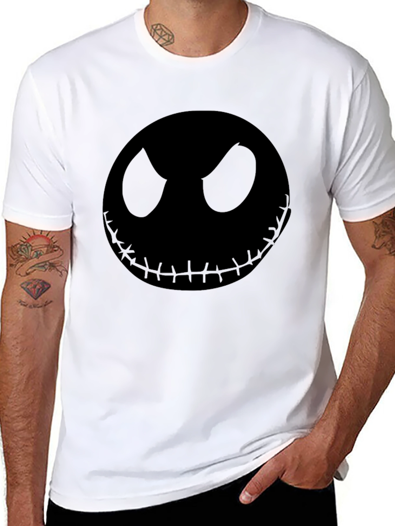 Spooky Jack Skellington Graphic Tee - Mens Black T-Shirt