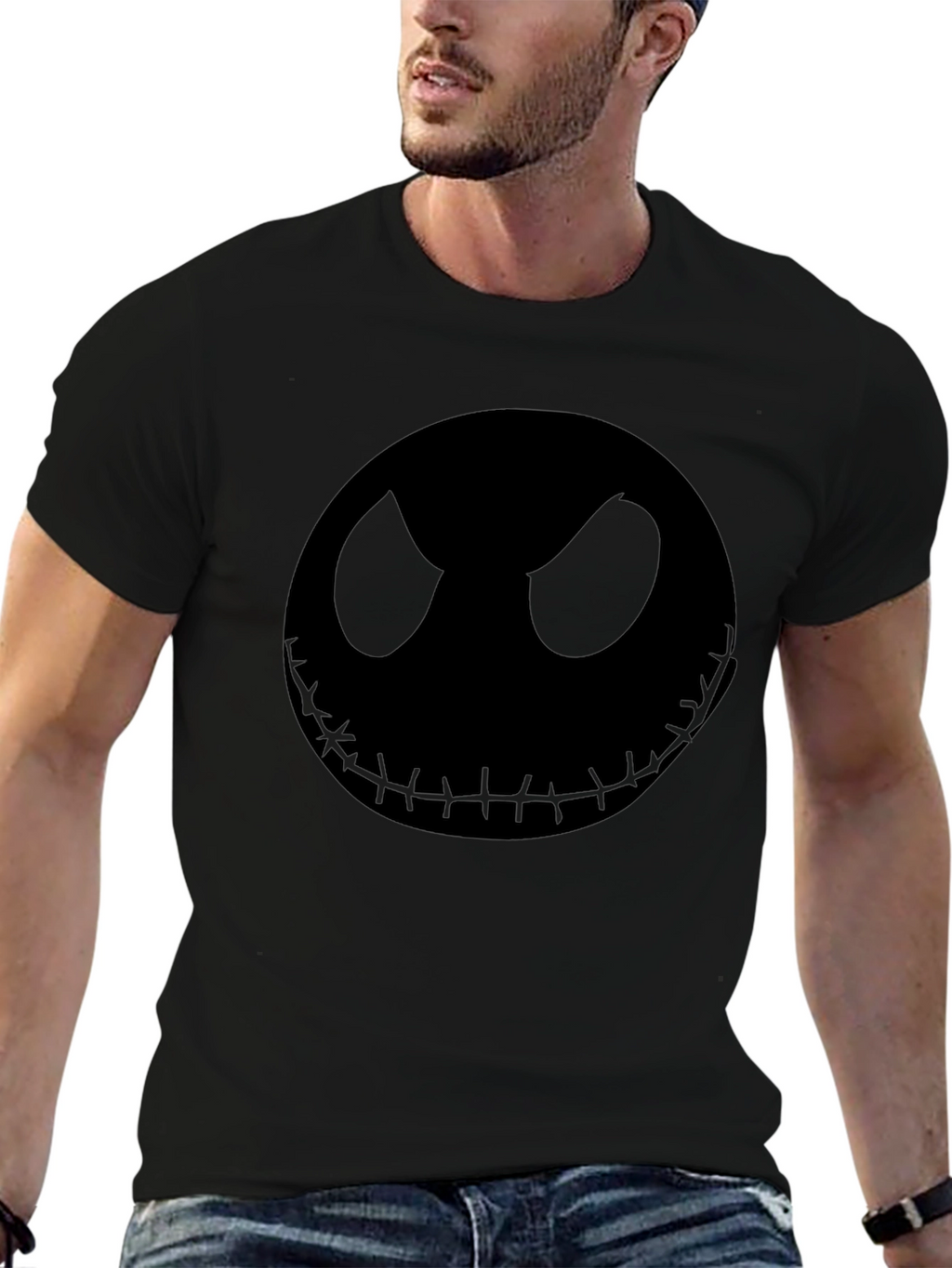 Spooky Jack Skellington Graphic Tee - Mens Black T-Shirt