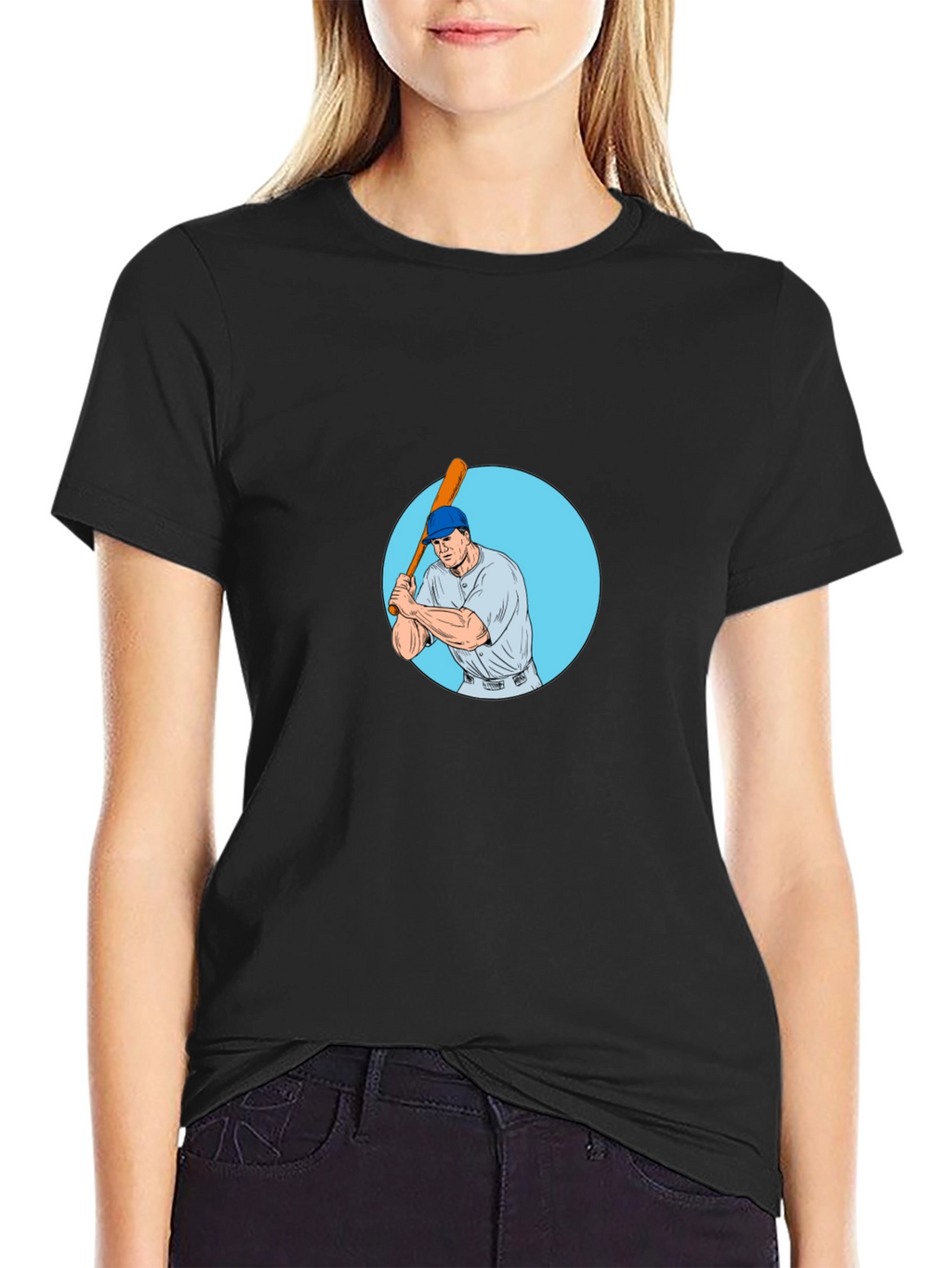 Batter Up! Baseball Player Graphic Tee - Black