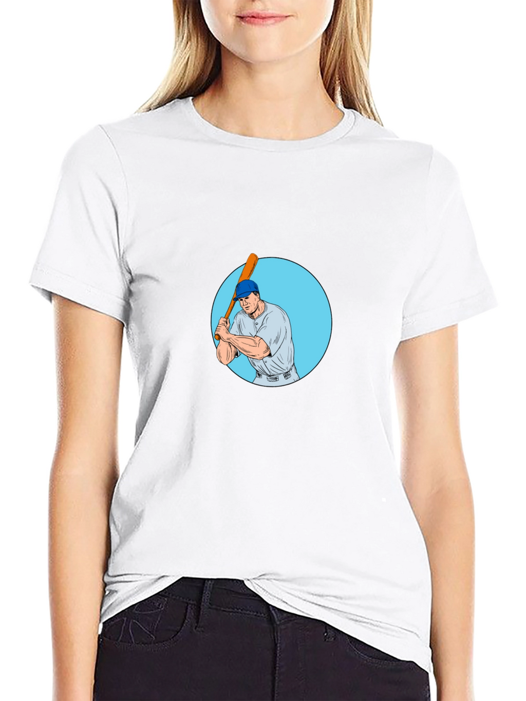 Batter Up! Baseball Player Graphic Tee - Black