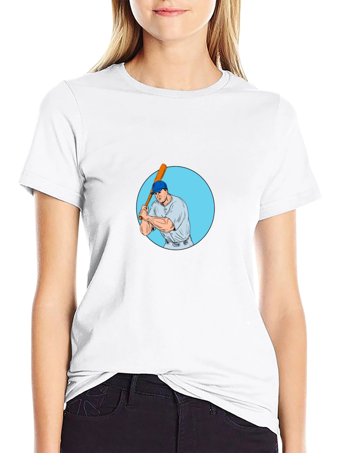 Batter Up! Baseball Player Graphic Tee - Black