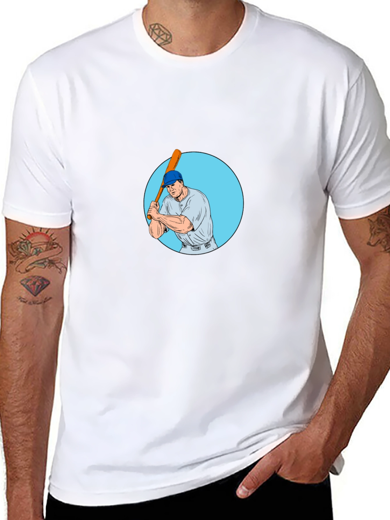 Batter Up! Baseball Player Graphic Tee - Black