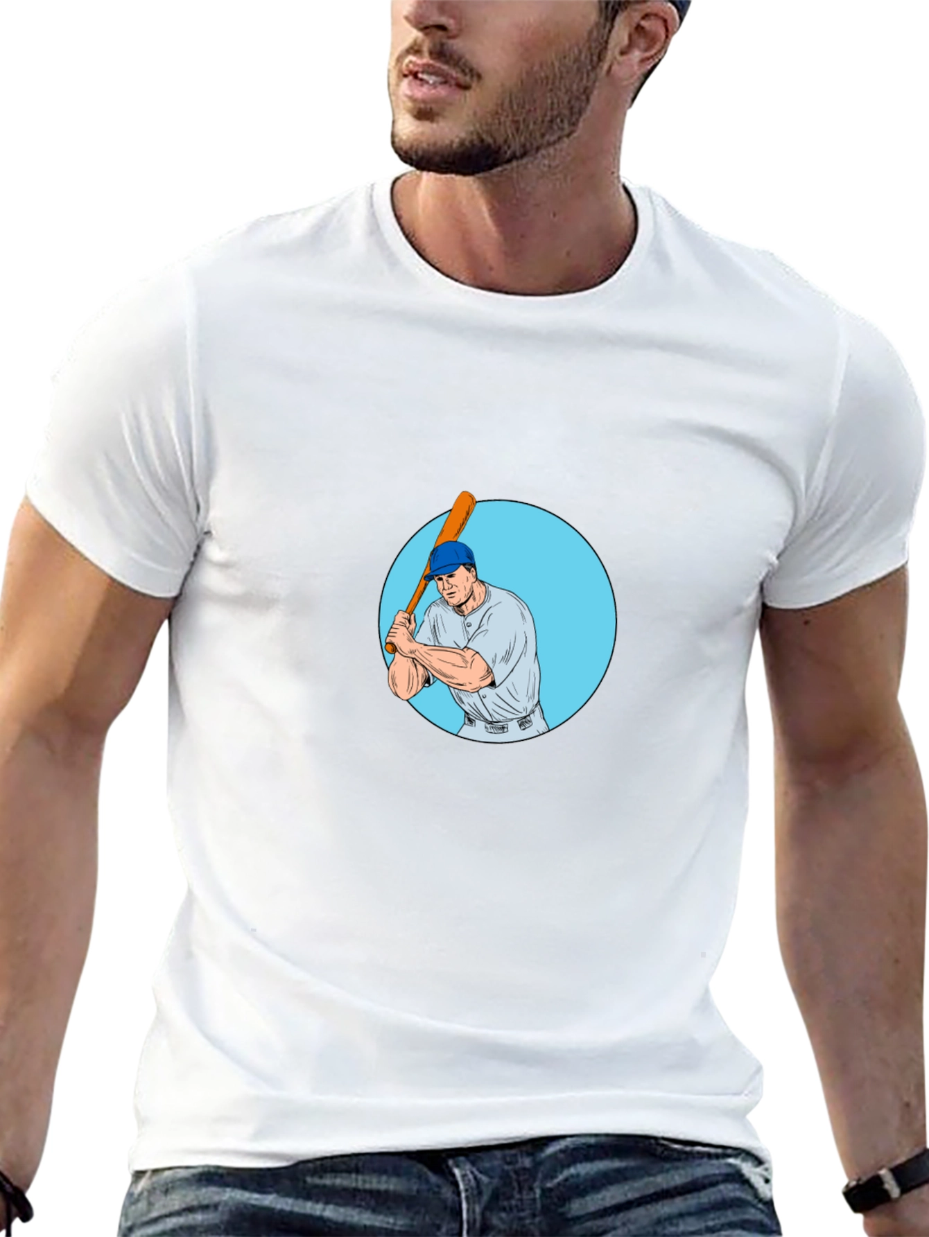 Batter Up! Baseball Player Graphic Tee - Black