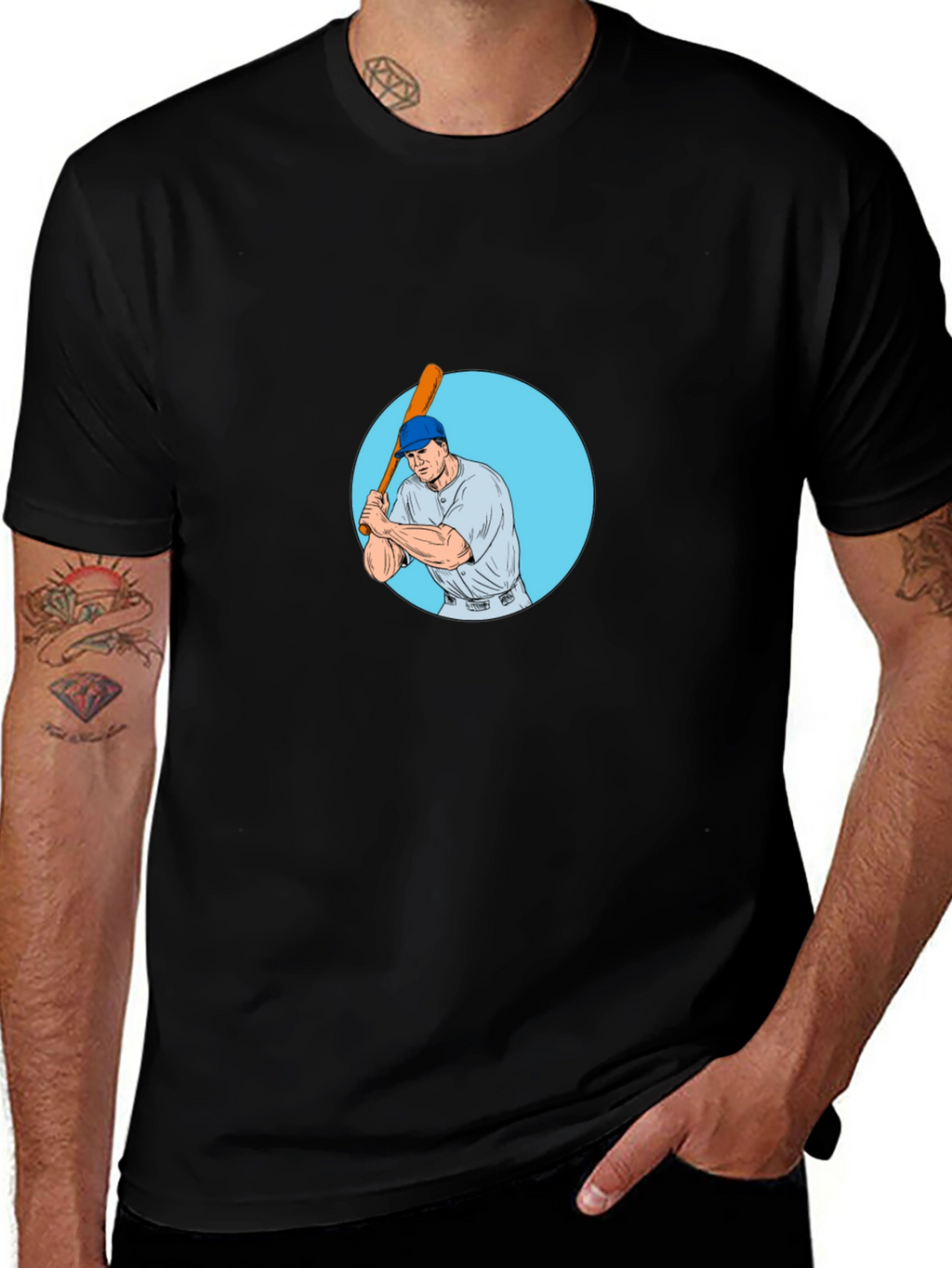 Batter Up! Baseball Player Graphic Tee - Black