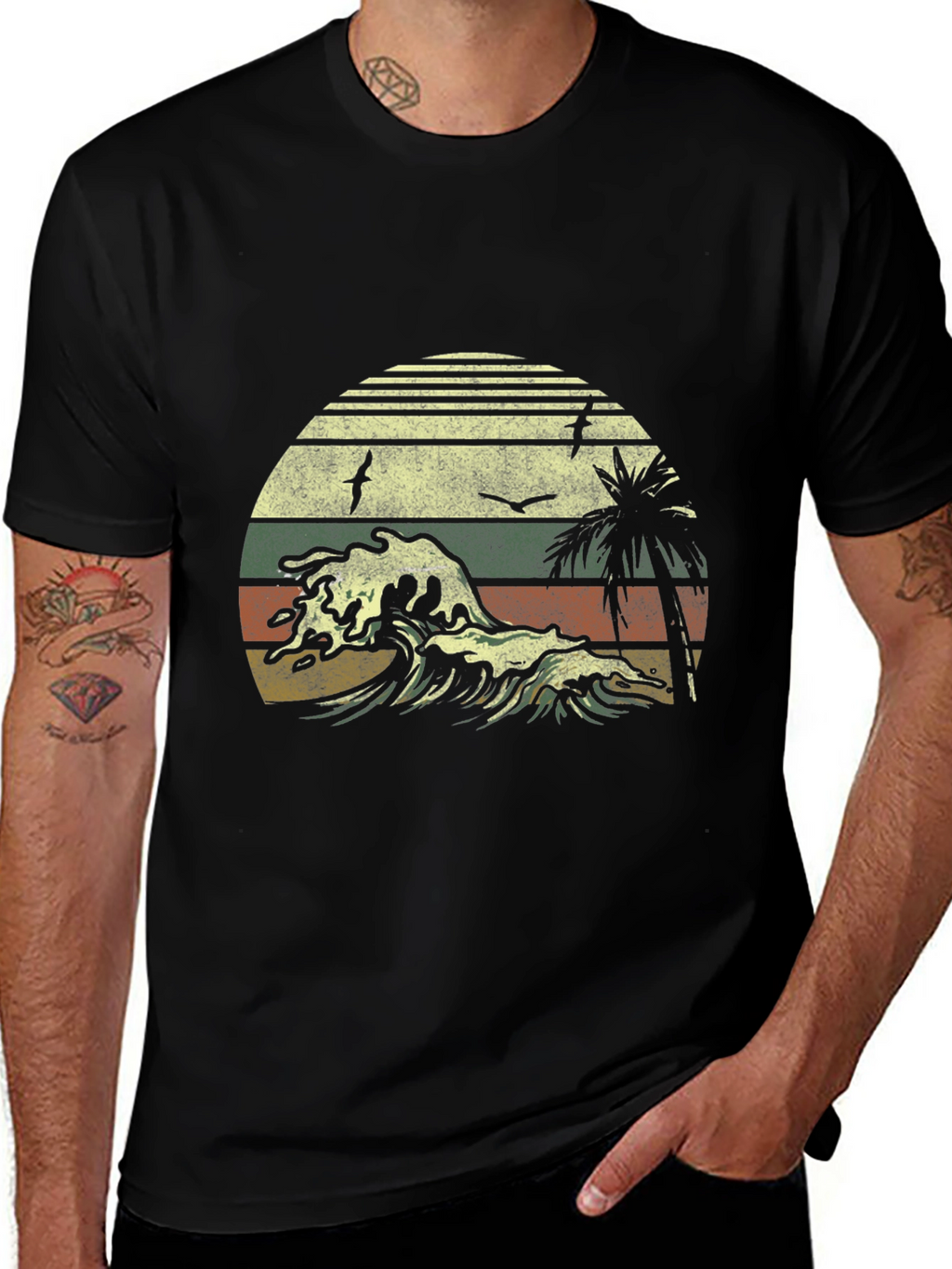 Retro Sunset Wave T-Shirt - Classic Design