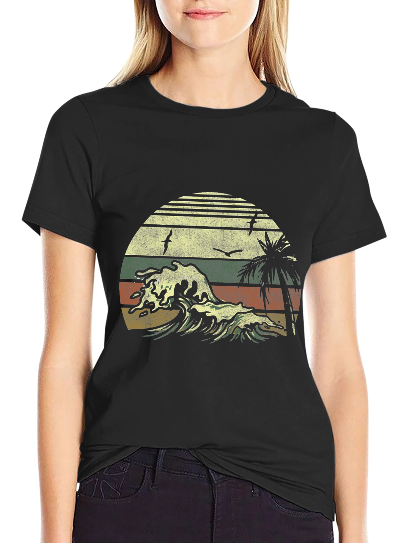 Retro Sunset Wave T-Shirt - Classic Design